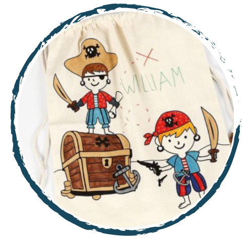 kinderfeest piratentas en houten figuur knutselen