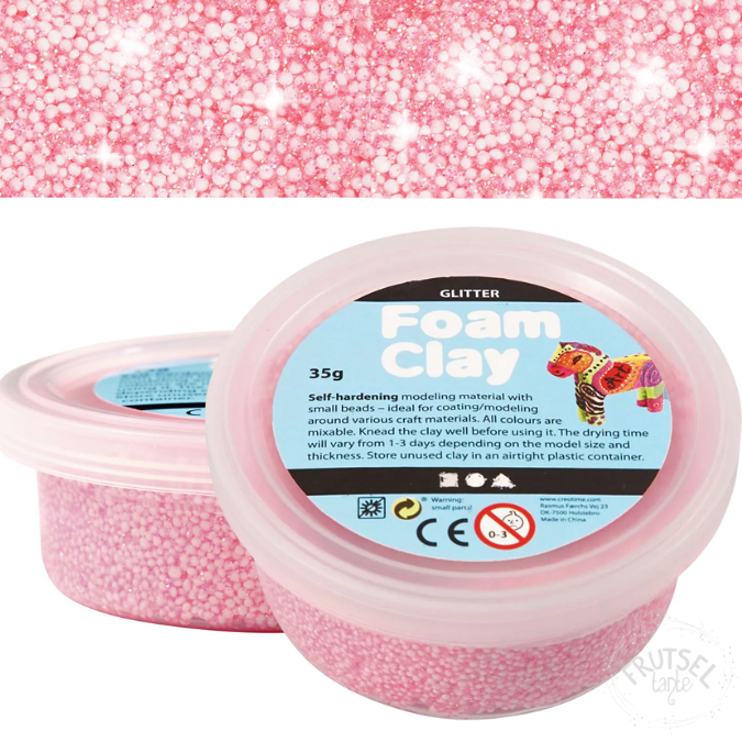 foam clay glitter licht rood (roze)