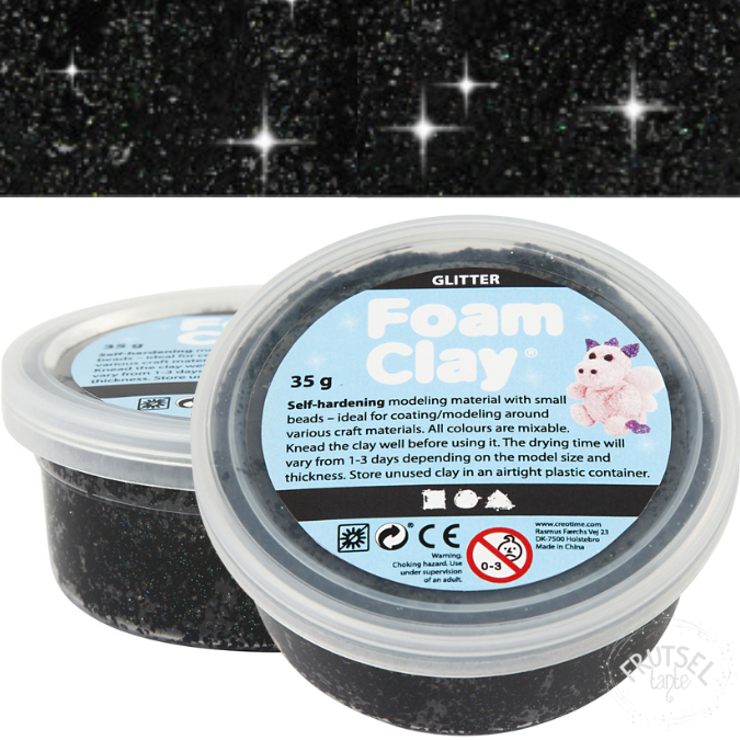 Foam Clay zwart glitter