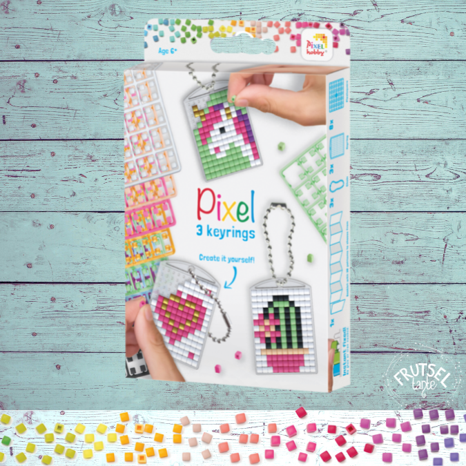 pixelhobby sleutelhanger set schattig voor 3 stuks