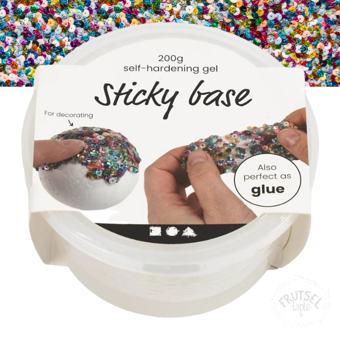 sticky base 200 gr combineren met pailletten, glitters