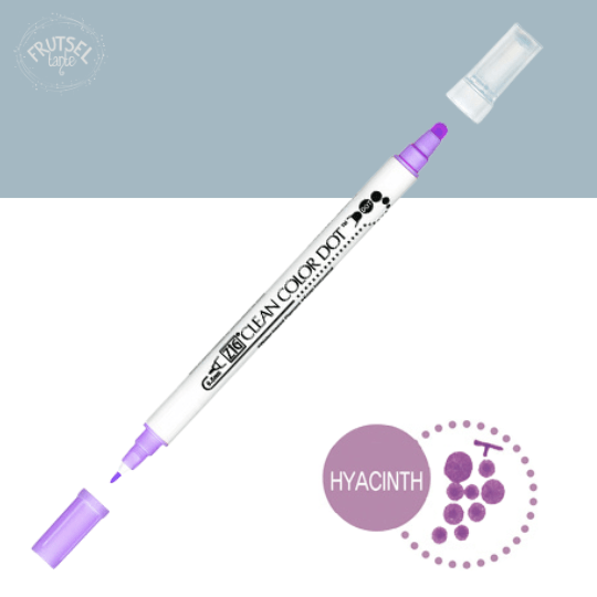 Kuretake ZIG Dot marker (Hyacinth) paars om te stippen op papier.