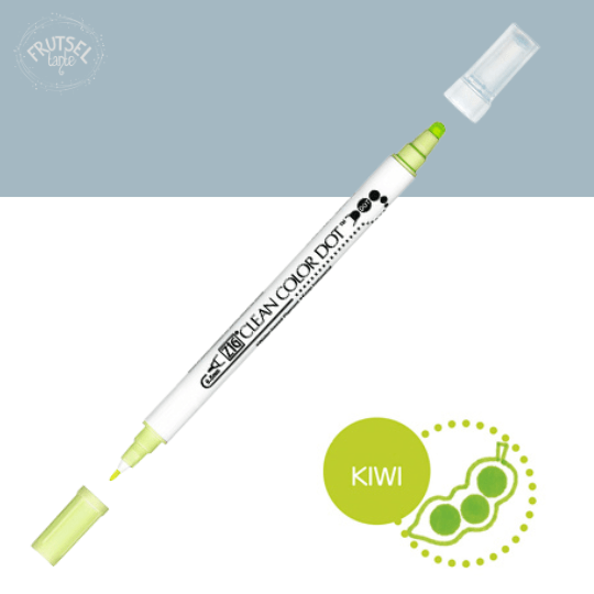 Kuretake ZIG Dot marker (Kiwi) geelgroen om te stippen op papier.