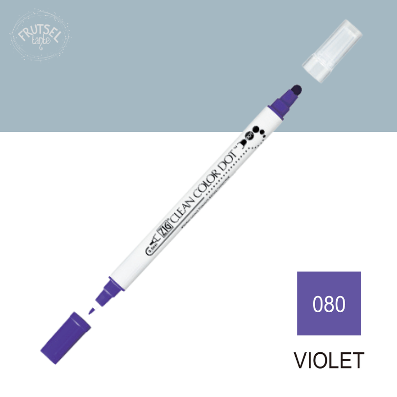 Kuretake ZIG Dot marker (Violet) paars om te stippen op papier.