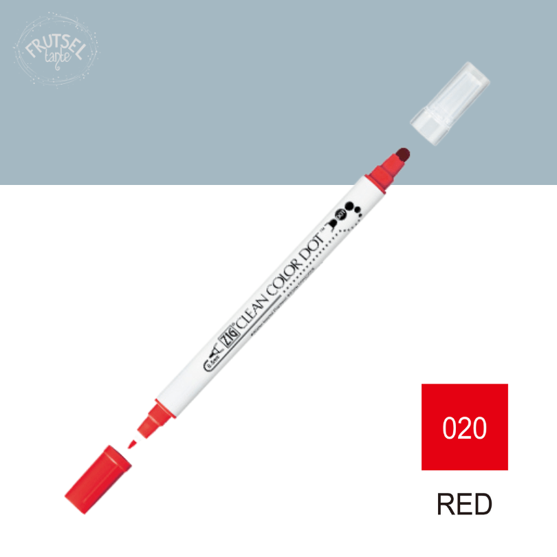 Kuretake ZIG Dot marker (Red) rood om te stippen op papier.
