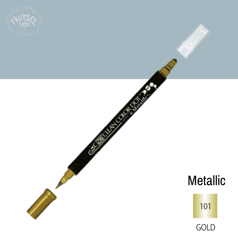 Kuretake ZIG Dot marker (Metallic gold) goud om te stippen op papier.