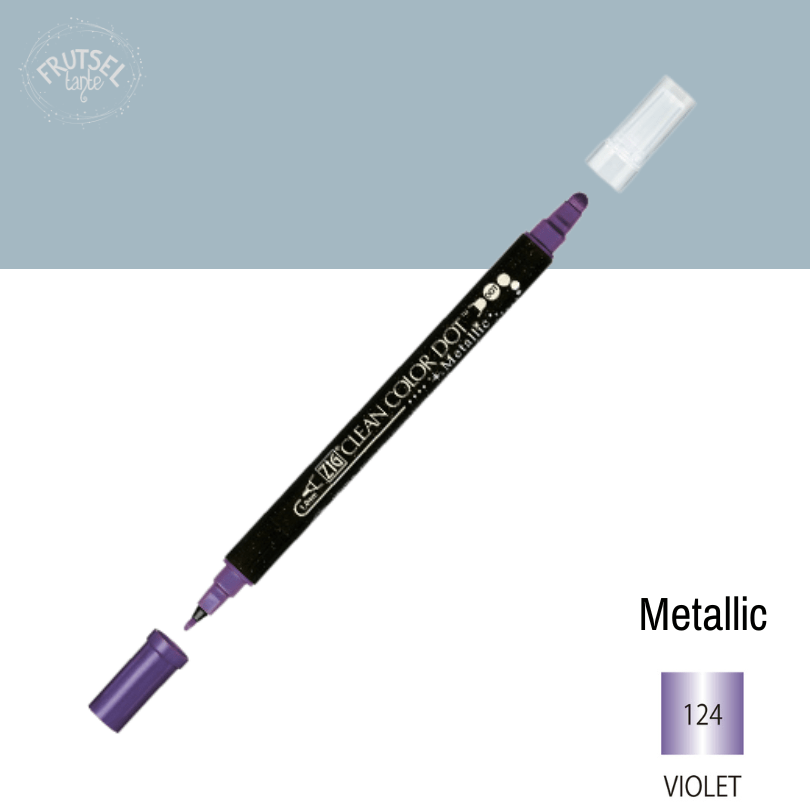 Kuretake ZIG Dot marker (Metallic violet) metallic paars om te stippen op papier.