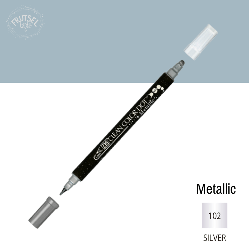 Kuretake ZIG Dot marker (Metallic silver) zilver om te stippen op papier.