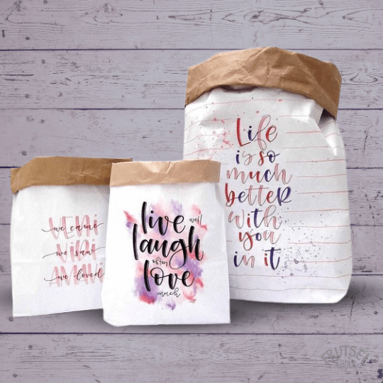 Papieren zak Carla Kamphuis Liefde decorated, 2-laags 100 grams papier, inhoud tot 30 kg, 3 stuks