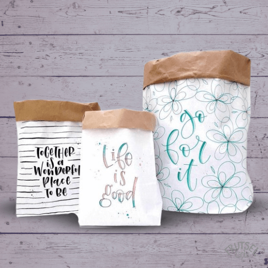 Papieren zak quote Carla Kamphuis interior design, 2-laags 100 grams papier, inhoud tot 30 kg, 3 stuks