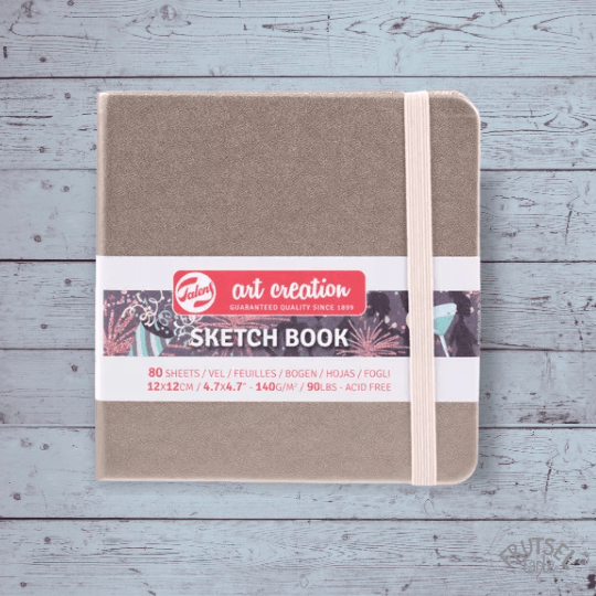 Schetsboek champagne roze, 80 vellen van 140 grams papier gebroken wit, 12 x 12 cm