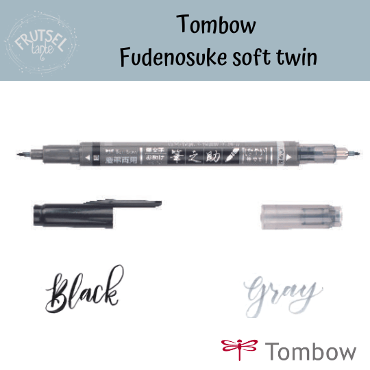 Tombow Fudenosuke soft twin zwart grijs
