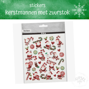 stickers kerstmannen, zuurstokken en sokken