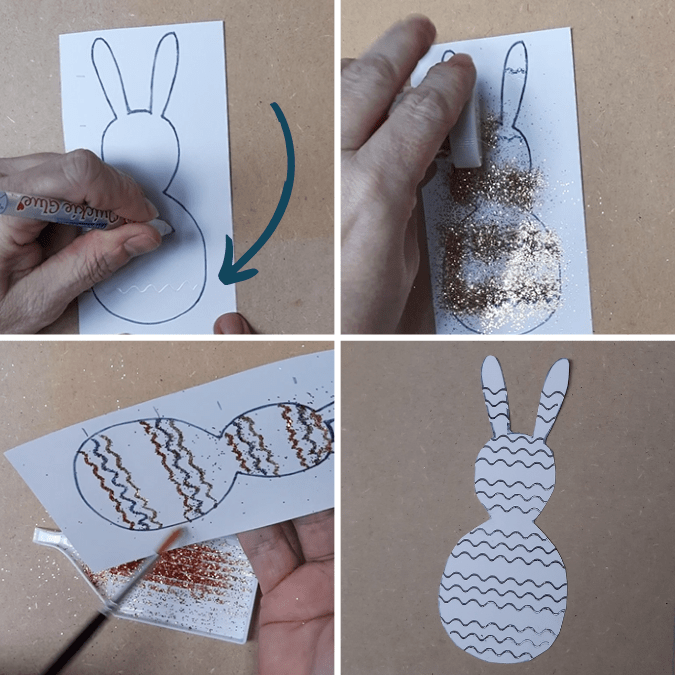 DIY paashanger met glitters versierd