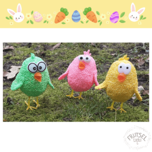 Lente kuikens gemaakt met piepschuim eieren en Foam Clay