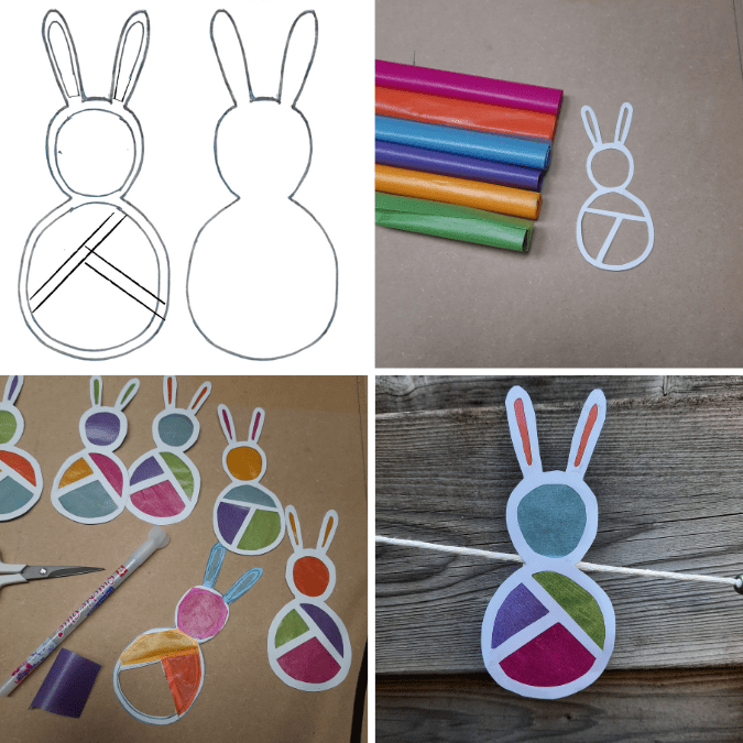 DIY paaskonijntjes met vliegerpapier, kijk bij het blog van Frutseltante voor meer uitleg