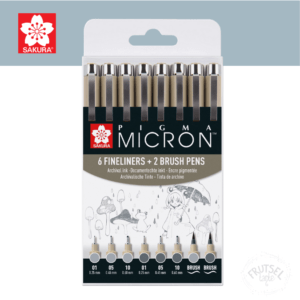 Micron set gray fineliners and brushpens