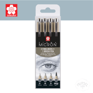Pigma Micron fineliners and brushpen dark gray
