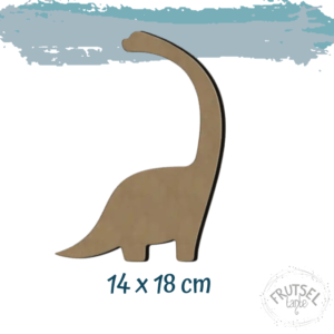 2D houten dino met een lange nek