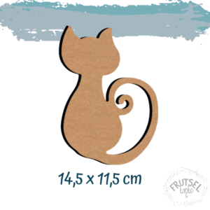 2D houten kat met een krullende staart