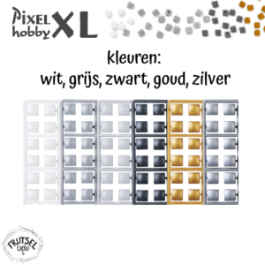 Matje van pixelhobby XL wit, zwart, grijs, goud, zilver