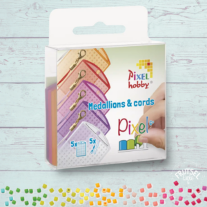pixelhobby set medaillon en koordjes 22064 medaillon en koordjes voor de pixelhobby roze-oranje, 22064